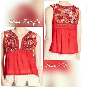 Free People
Lohri Embroidered Tank - Red XS NEW
